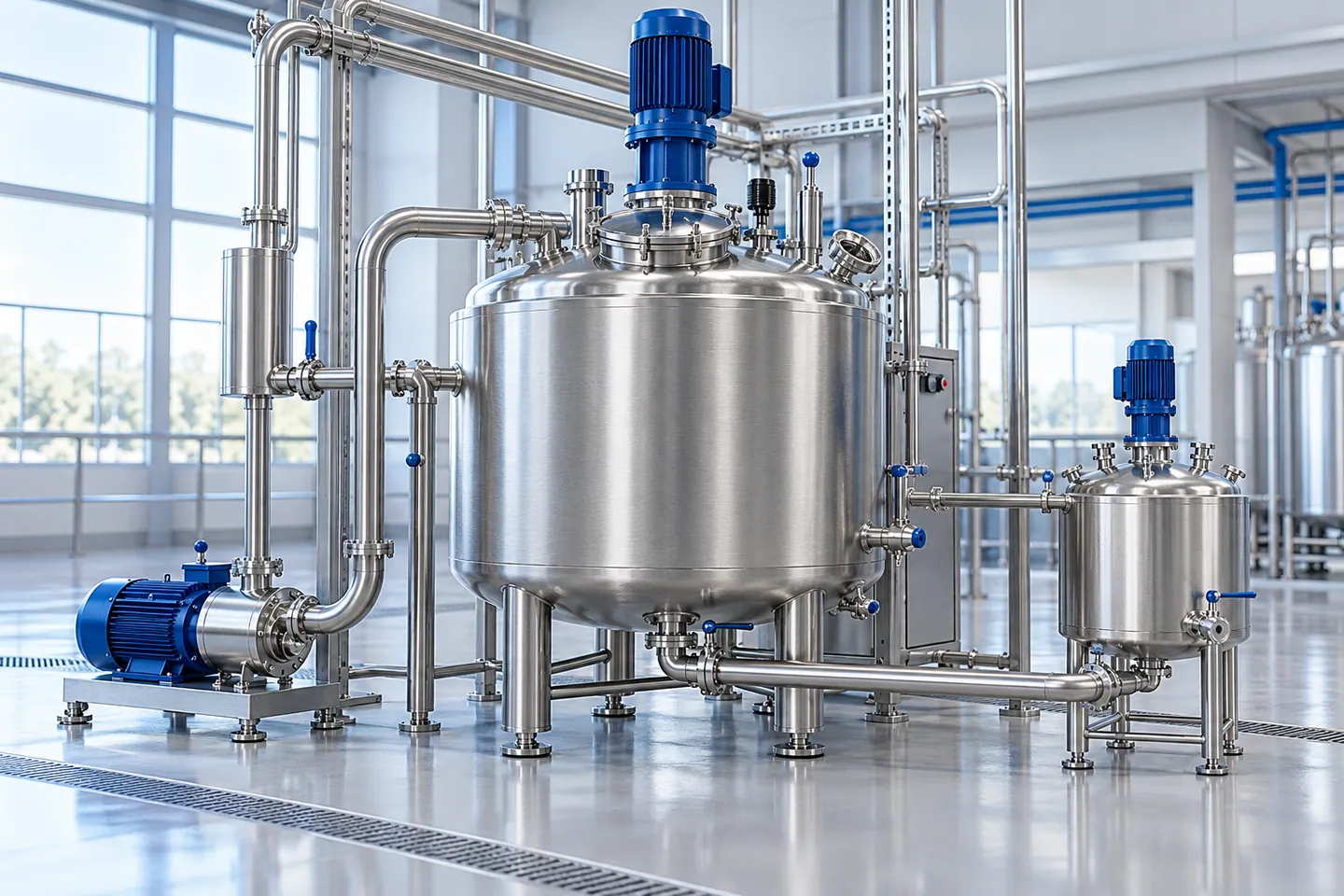 Paslanmaz karıştırma tankları ve proses boruları